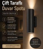 İki Yönlü Duvar Spotu, GU10 Duylu, ELZ668-BE - Görsel 3